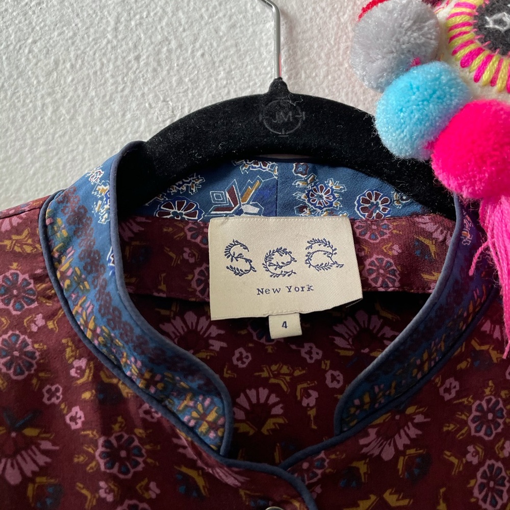 SEA NEW YORK Silk Vegetal Mandarin Blouse 4 $258 - Picture 4 of 10